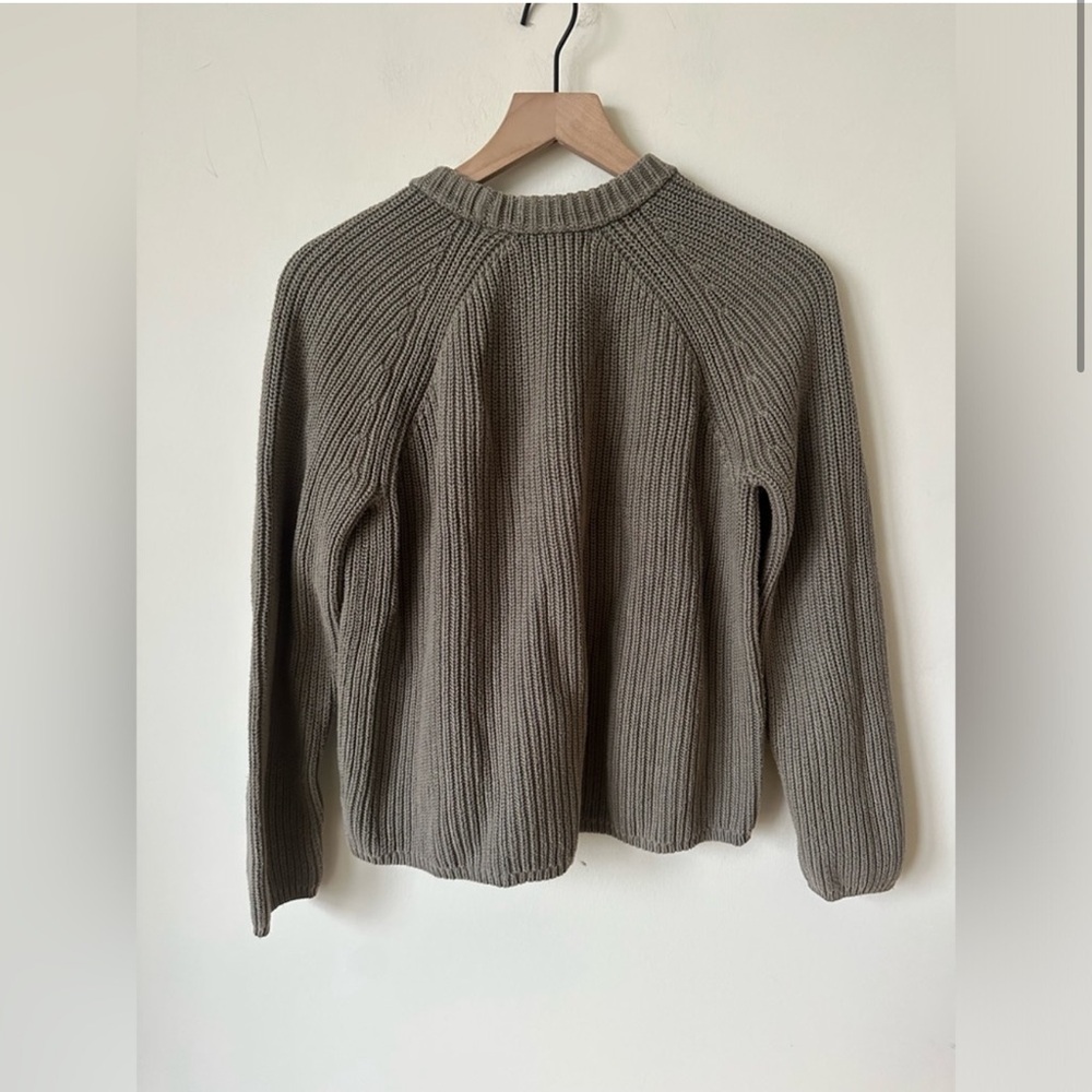 Jenni Kayne Cotton Fisherman Sweater Sage Small - Picture 3 of 6